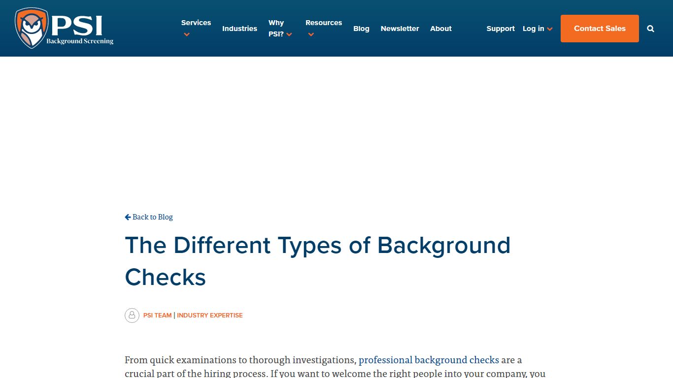 The Different Types of Background Checks - PSI Background Screening